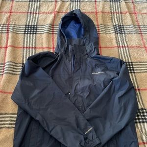 Gently used Eddie Bauer Weather edge Navy Large Jacket with Hood